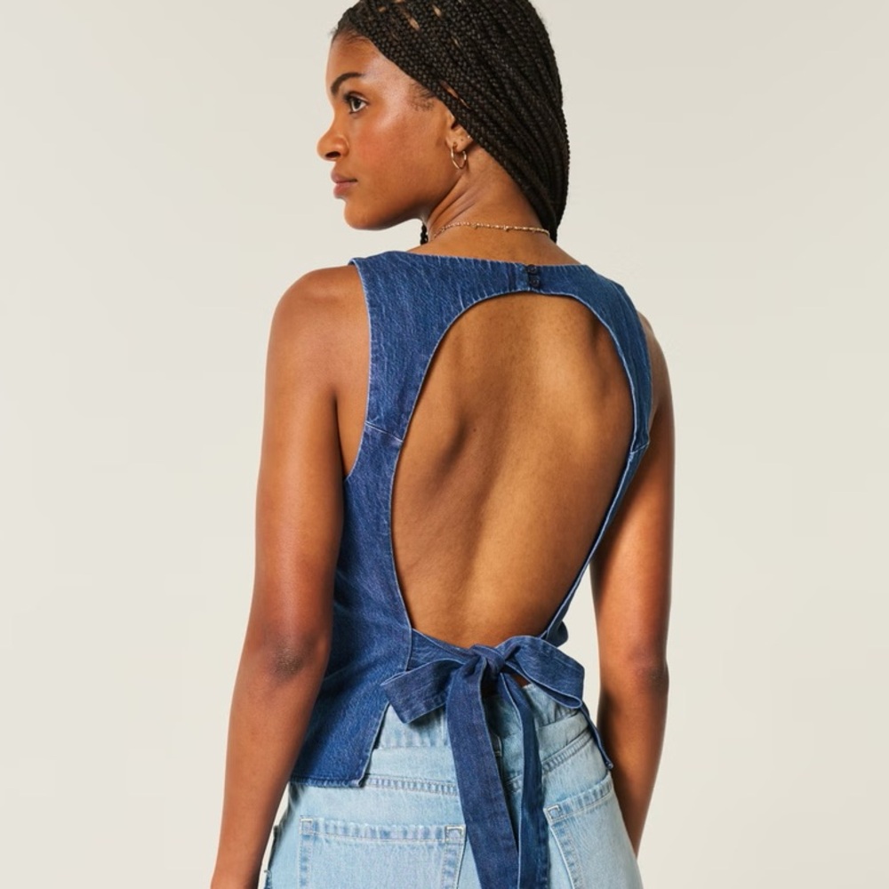 Hollister Open Back Denim Top